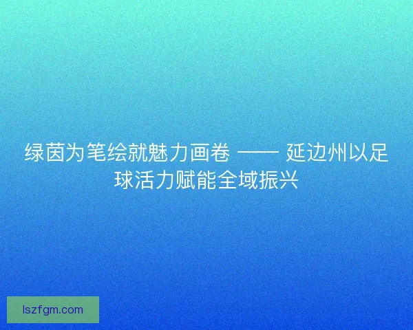 绿茵为笔绘就魅力画卷 —— 延边州以足球活力赋能全域振兴