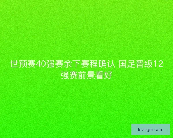 世预赛40强赛余下赛程确认 国足晋级12强赛前景看好