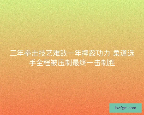 三年拳击技艺难敌一年摔跤功力 柔道选手全程被压制最终一击制胜